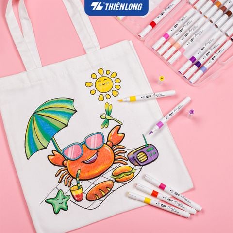 Acrylic Markers 1 đầu ngòi/ Bút sơn/ Bút lông 12/24/36 màu ThiênLong Colokit - Màu sắc tươi sáng, Trang trí đa chất liệu
