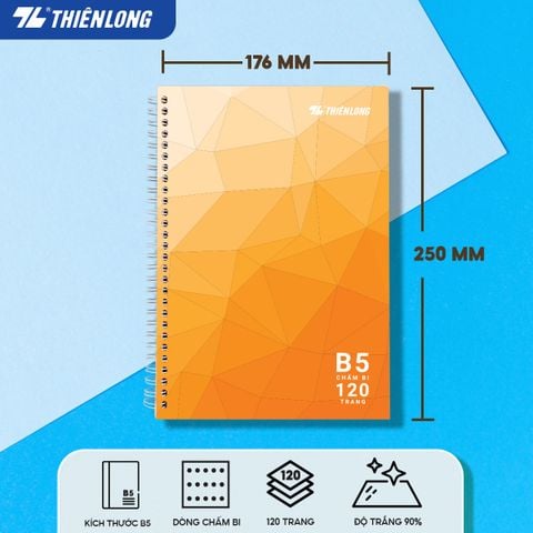 Sổ lò xo đường kẻ chấm bi B5 Thiên Long MB-018- Màu ngẫu nhiên