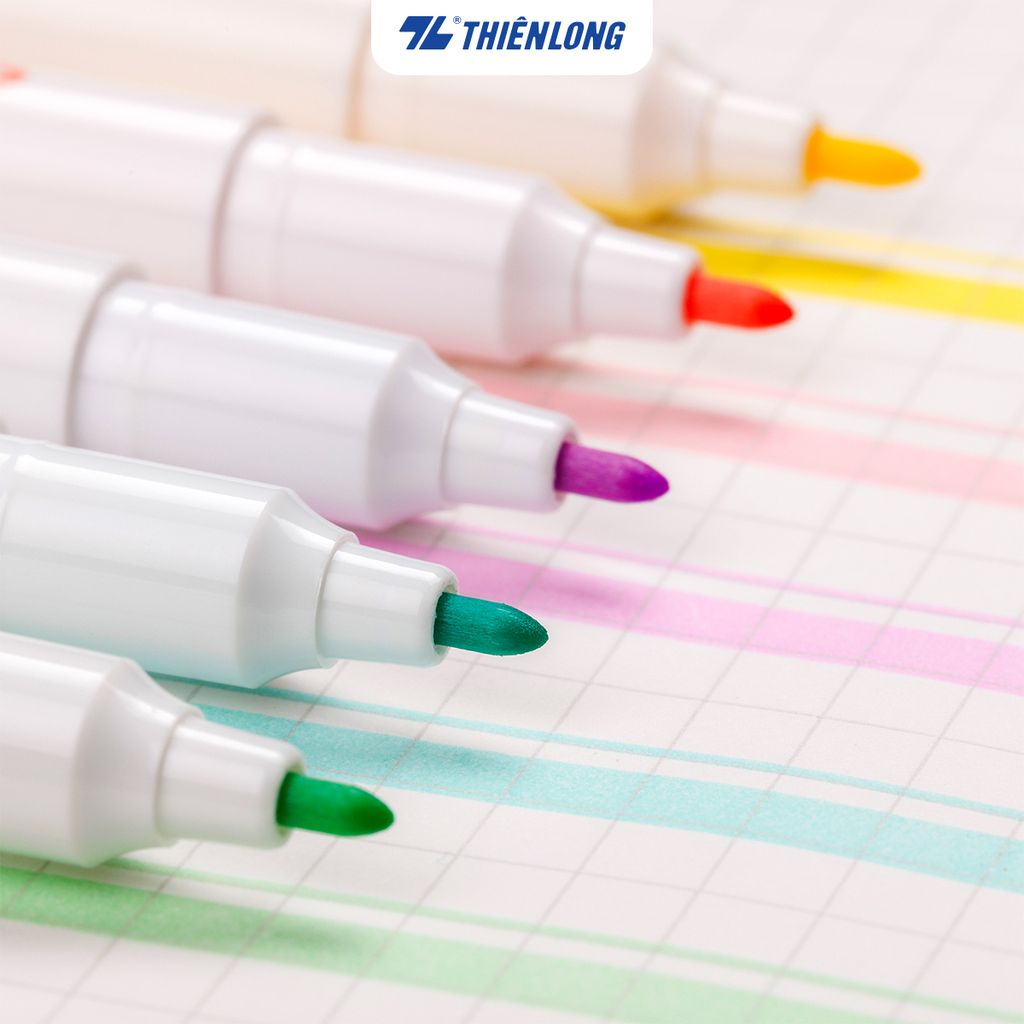 Bút dạ quang màu Pastel Thiên Long Pazto HL-016 - Bút dạ quang rửa được - Photocopy không làm mất nét chữ bên dưới