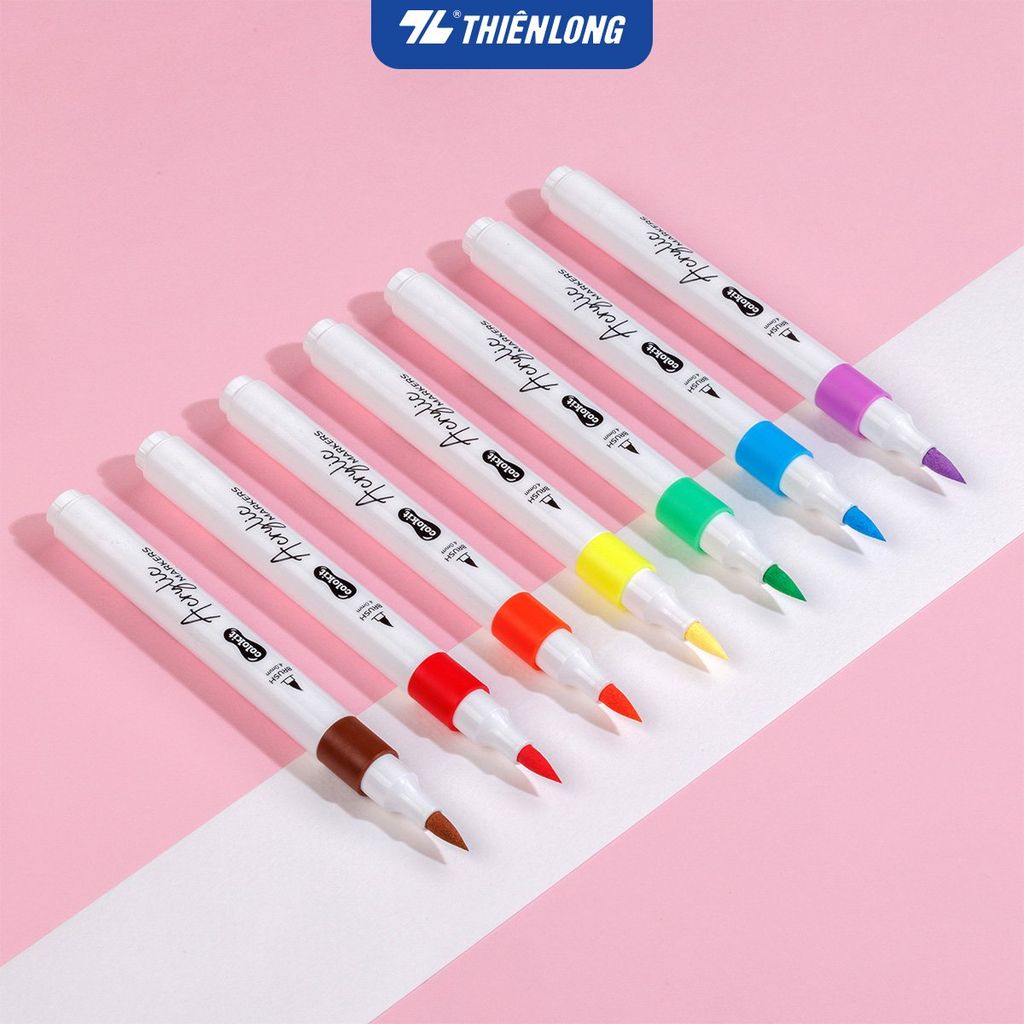 Acrylic Markers 1 đầu ngòi/ Bút sơn/ Bút lông 12/24/36 màu ThiênLong Colokit - Màu sắc tươi sáng, Trang trí đa chất liệu