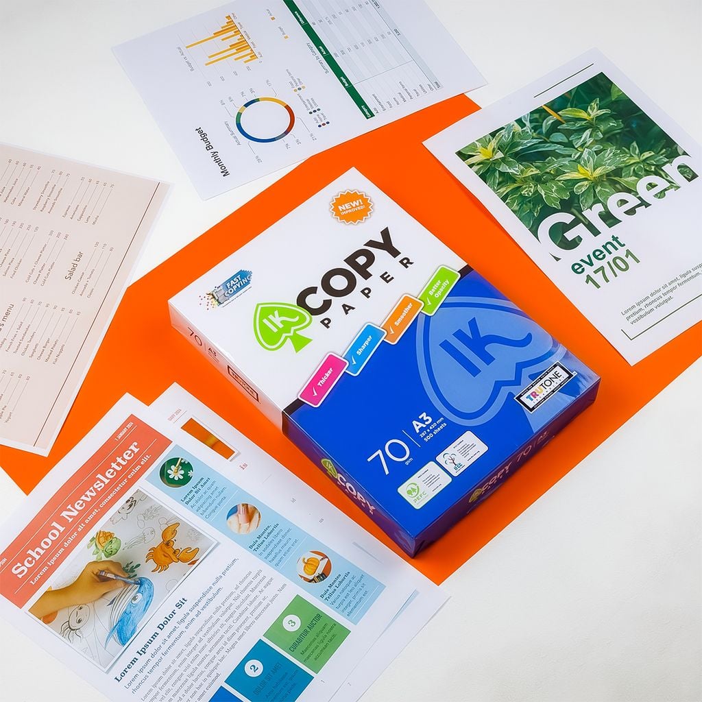 Combo 5 Ream giấy A3 70 gsm IK Copy (500 tờ) - Hàng nhập khẩu Indonesia