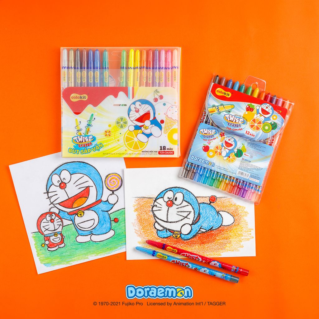 Bút sáp vặn 18 màu Colokit Doraemon TCR-C05/DO