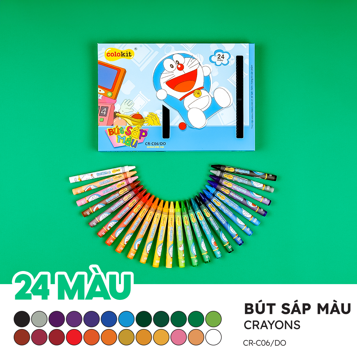 Sáp 24 màu Colokit Doraemon CR-C06/DO