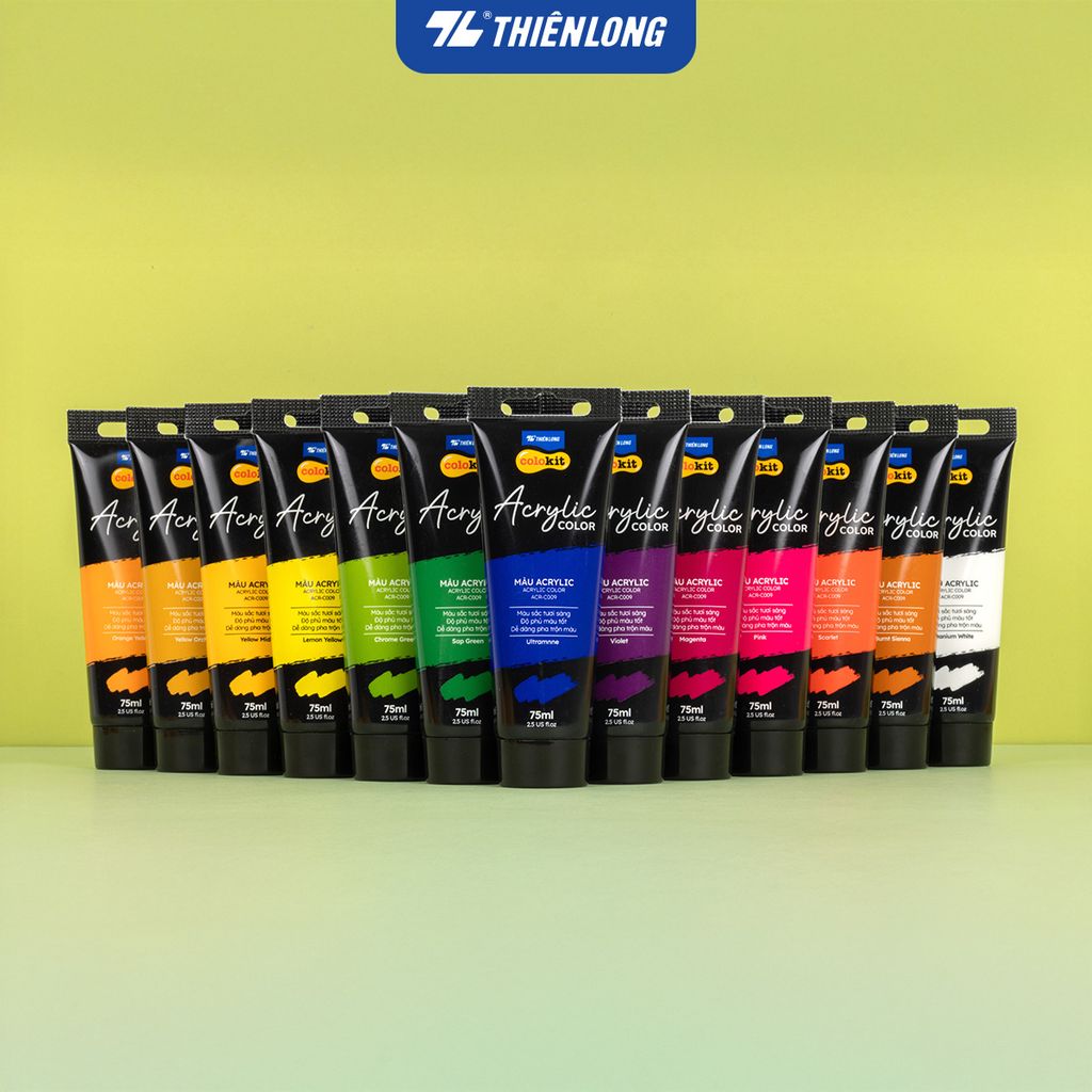 Màu nước Acrylic dạng tuýp 75ml Thiên Long Colokit ACR-C009