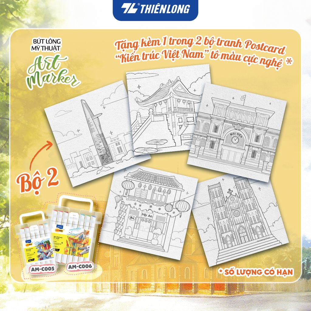 Bút dạ màu - bút marker 12 màu Thiên Long Colokit ART MARKER AM-C002 - Tặng sổ Sketch