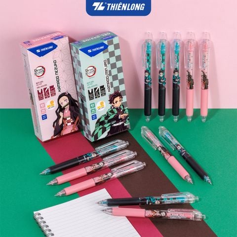 Combo 5/10/20 Bút gel Quick Dry Thiên Long Gel-033/DS Phiên bản đặc biệt Demon Slayer  - Mực khô siêu nhanh