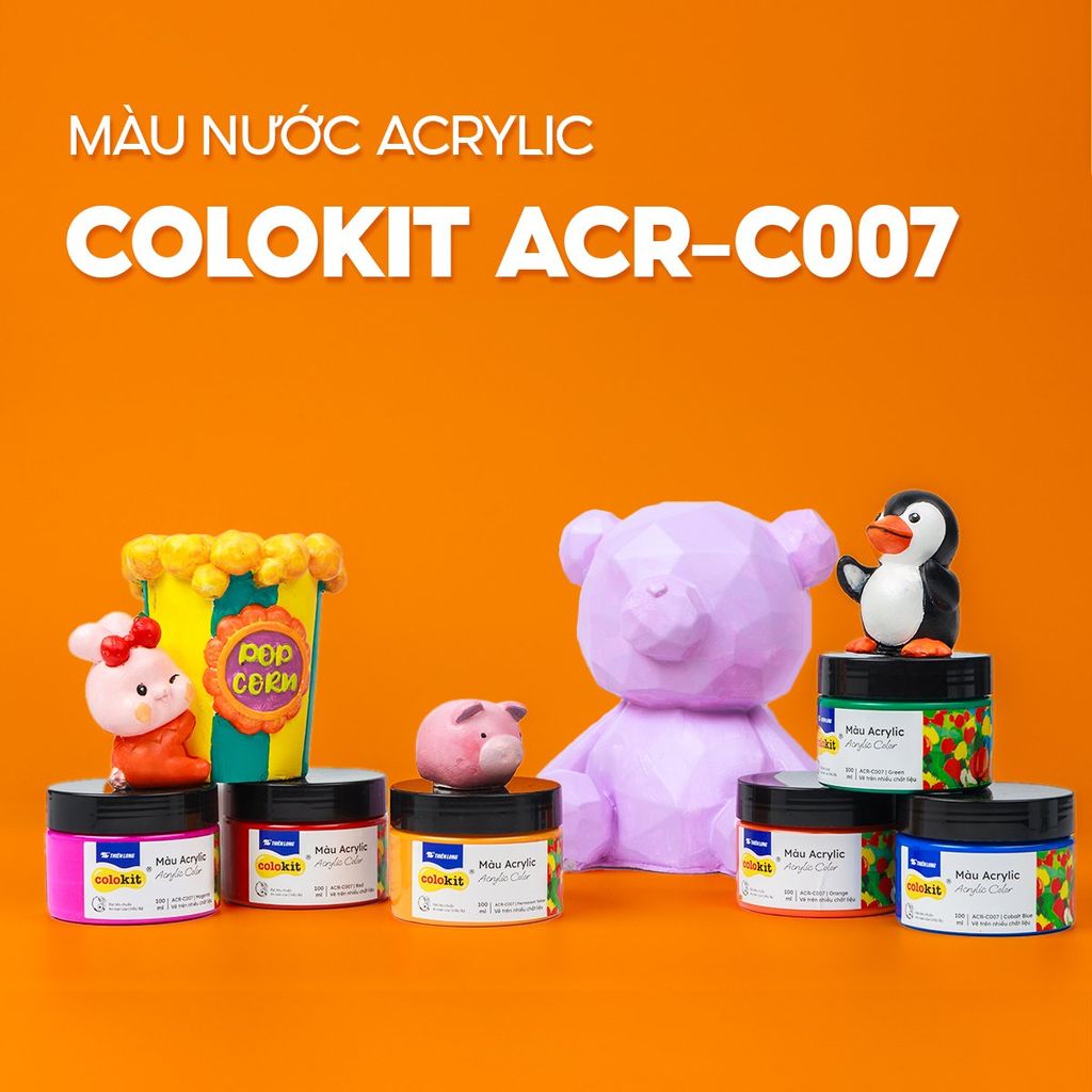 Màu nước acrylic cao cấp không phai màu dạng hũ 100ml Thiên Long Colokit ACR-C007