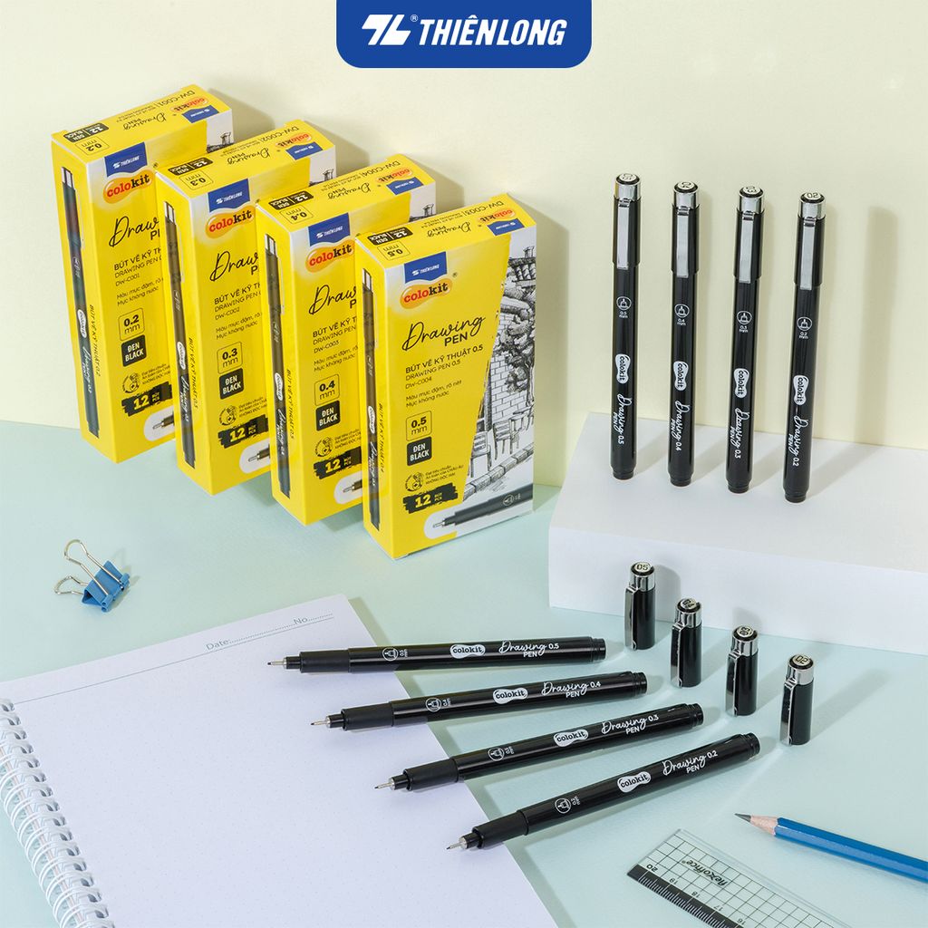Bút kim kỹ thuật - Drawing Pen Thiên Long Colokit - Mực kháng nước, đậm, rõ nét