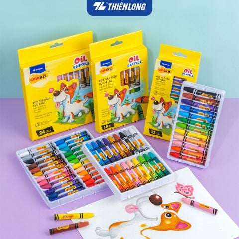 Bút sáp dầu 12/18/24 màu - Hexagonal Oil Pastels Thiên Long Colokit - Tiêu chuẩn châu Âu
