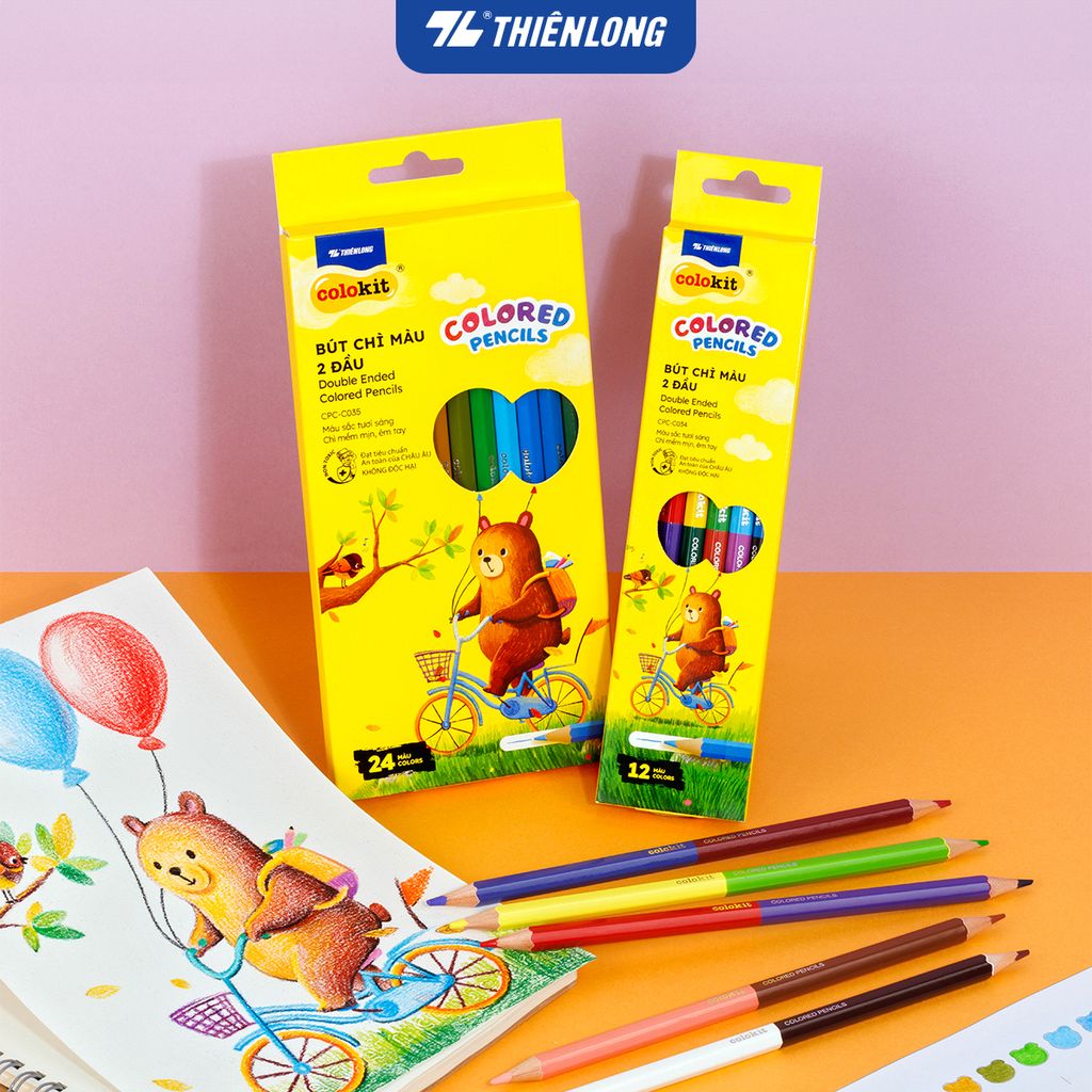 Bút chì 12/24 màu hai đầu - Double Ended Colored Pencils - Thiên Long Colokit
