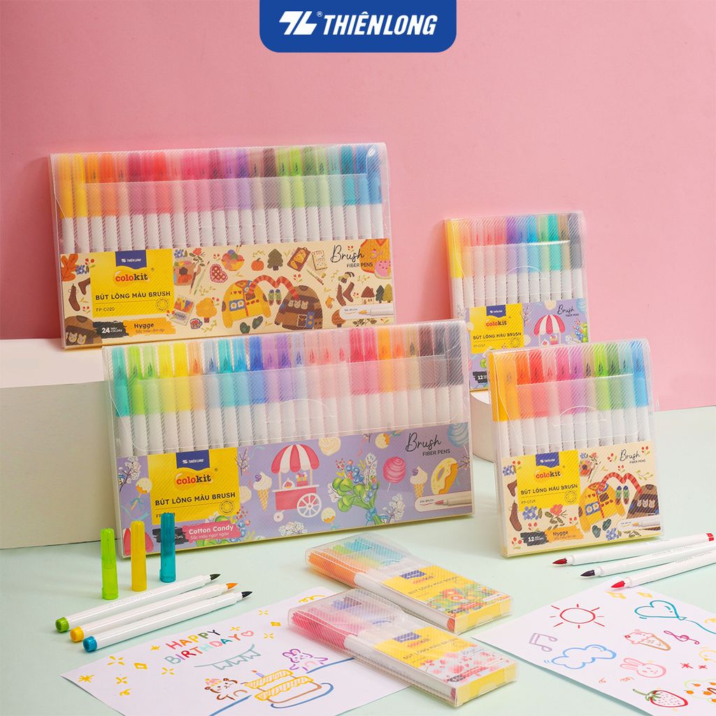 Bút lông 5/12/24 màu Morandi đầu Brush Thiên Long Colokit