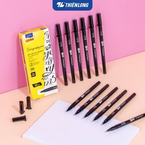 Combo 12 Bút viết Calligraphy Thiên Long Colokit DW-C005 - Mực kháng nước, đậm