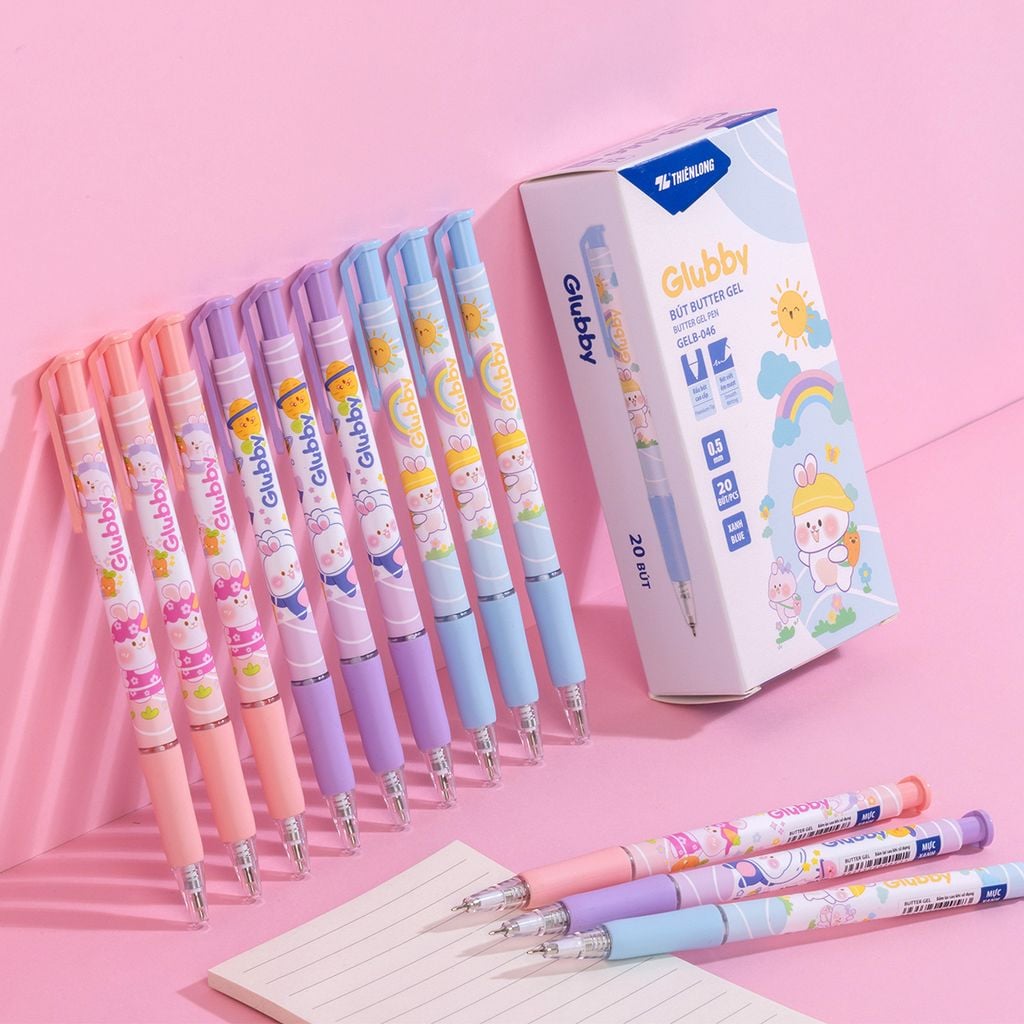Combo 5/10/20 Bút gel B - Glubby Butter Gel Thiên Long GELB-046 - Mực Xanh