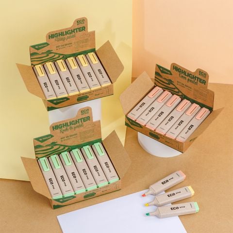 Combo 12 bút dạ quang màu pastel - Eco Style Highlighter Thiên Long HL-015/ECO - Photocopy không làm mất nét chữ bên dưới