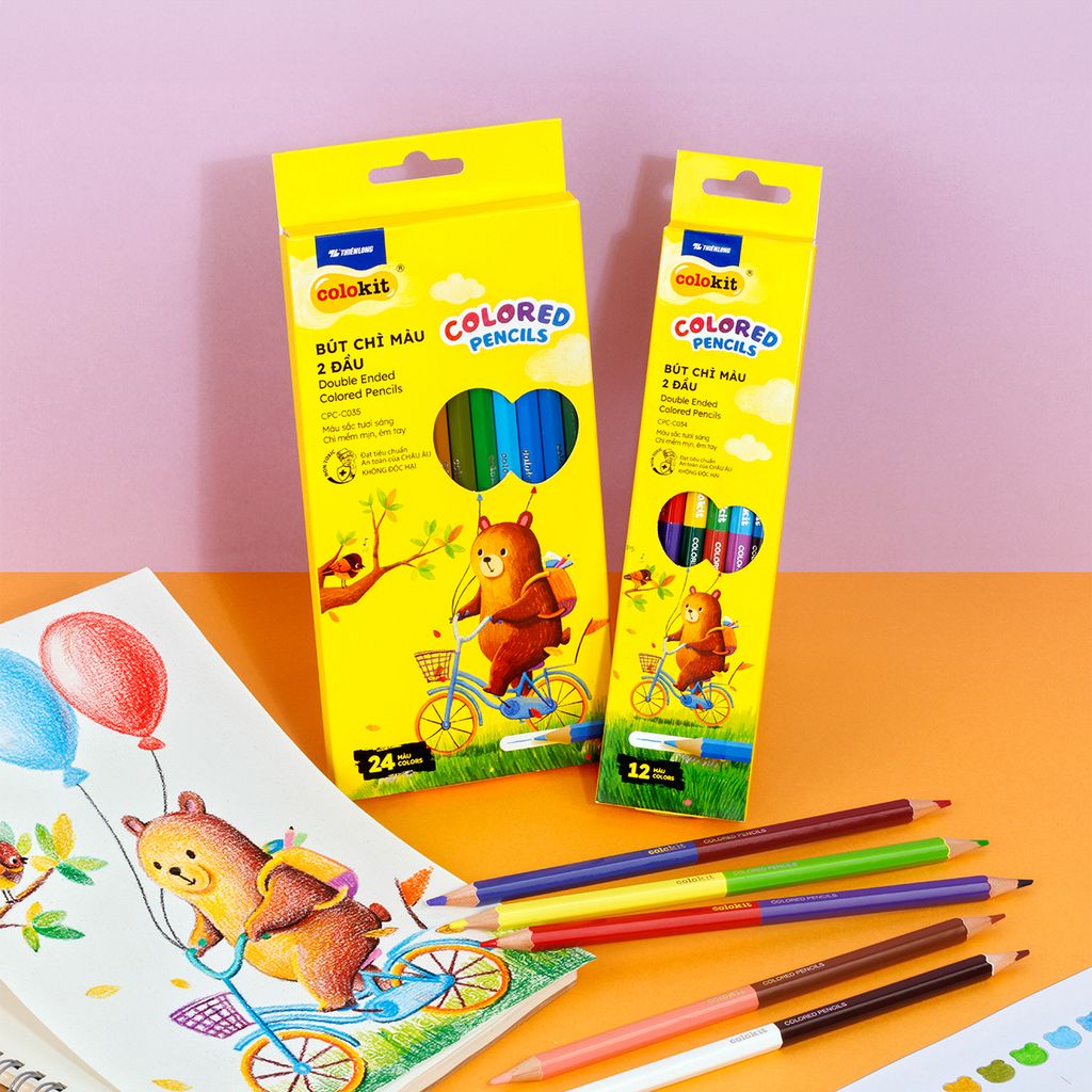 Bút chì 12/24 màu hai đầu - Double Ended Colored Pencils - Thiên Long Colokit