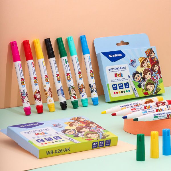 Hộp 7 Bút lông bảng - Whiteboard Marker Thiên Long WB-026/AK - Phiên bản Akooland