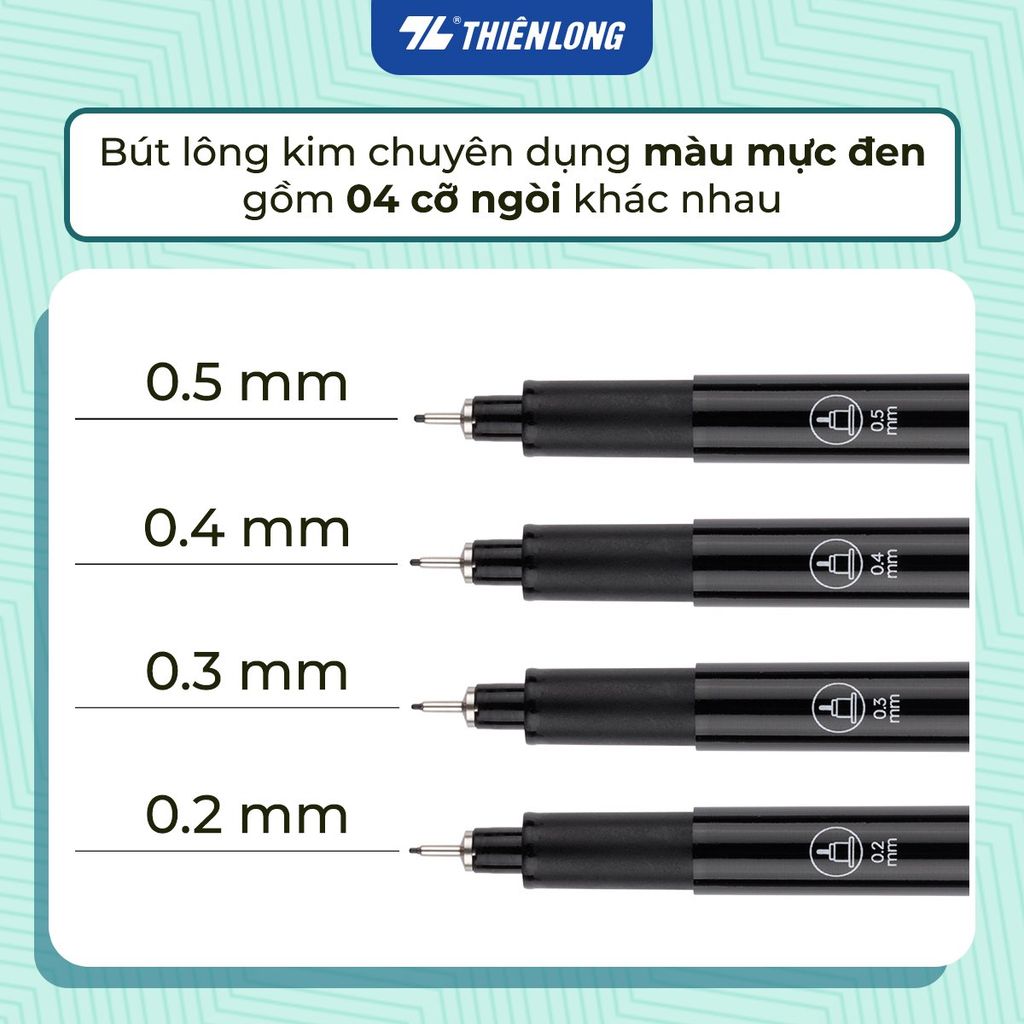Bút kim kỹ thuật - Drawing Pen Thiên Long Colokit - Mực kháng nước, đậm, rõ nét