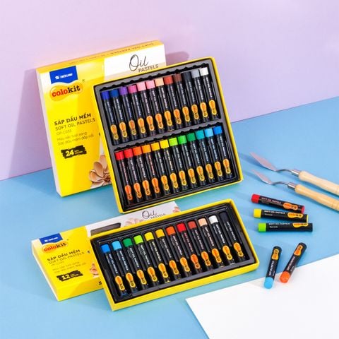 Bút sáp dầu 12/24 màu - Soft Oil Pastels Thiên Long Colokit - Màu sắc tươi sáng Sáp mềm đắp nổi