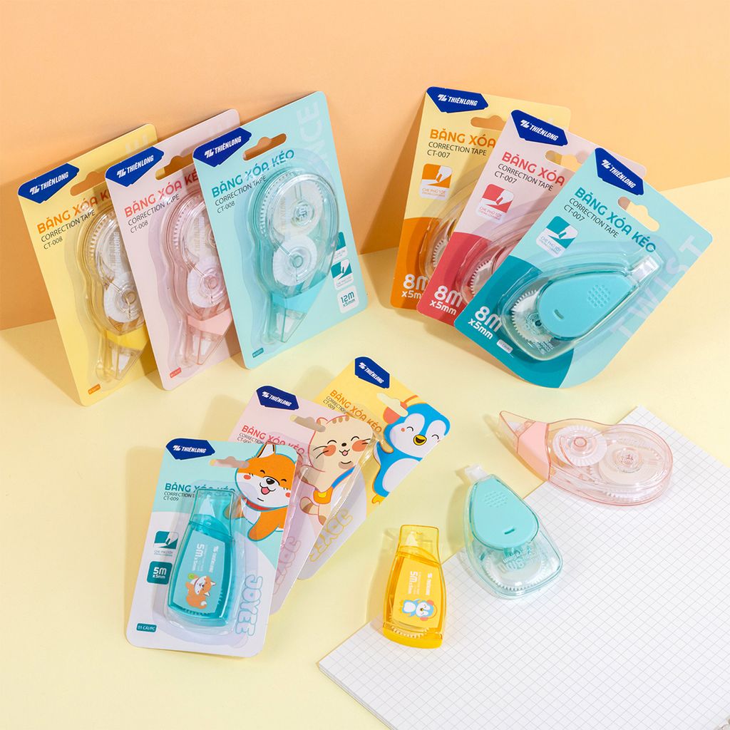 Bút xóa kéo - Correction Tape Thiên Long - Khô siêu nhanh Viết được ngay sau khi xóa