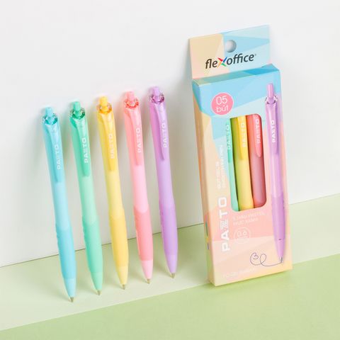 Bút gel B màu Pastel Thiên Long Flexoffice Pazto FO-GELB039/VN - Mực xanh (5 cây)