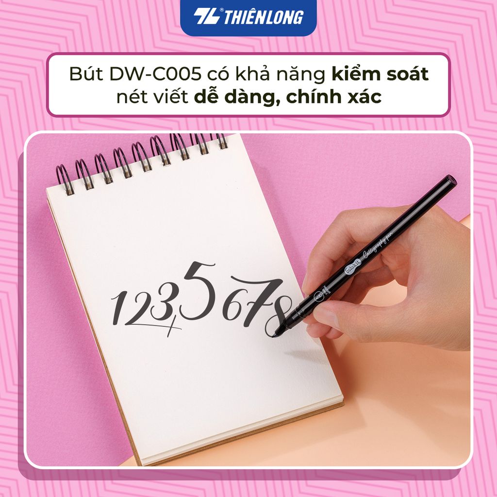 Combo 12 Bút viết Calligraphy Thiên Long Colokit DW-C005 - Mực kháng nước, đậm