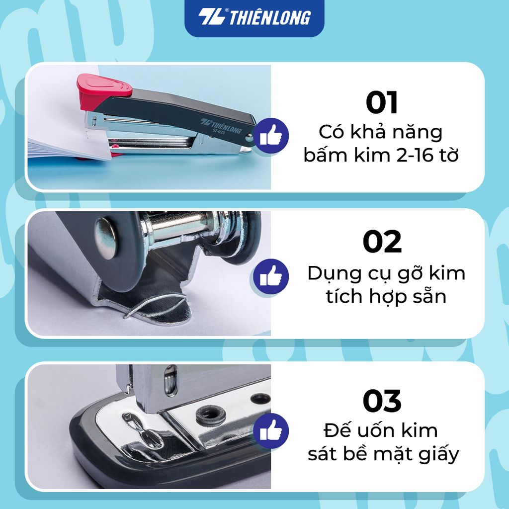Bấm kim trợ lực số 10 - Power Assist Stapler Thiên Long - Bấm nhẹ hơn 50%