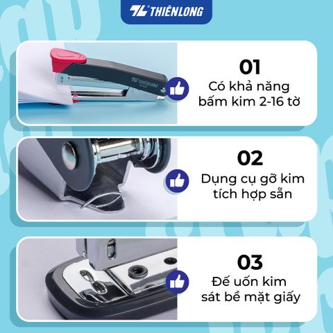 Bấm kim trợ lực số 10 - Power Assist Stapler Thiên Long - Bấm nhẹ hơn 50%