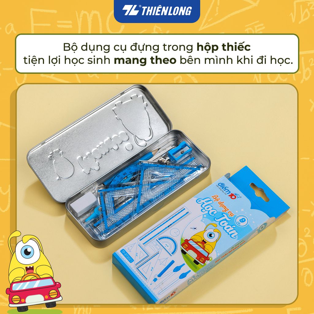 Bộ dụng cụ học Toán Thiên Long Mondee - 9 món - TP-BTS021