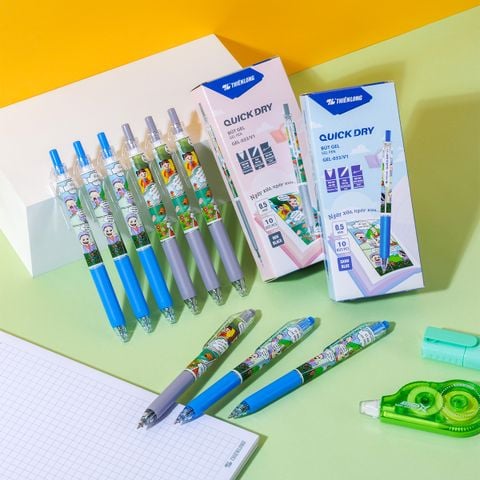 Bút gel Quick Dry Thiên Long Gel-033/v1, Gel-033/v2 Phiên bản đặc biệt  - Mực khô siêu nhanh - Họa tiết thời trang