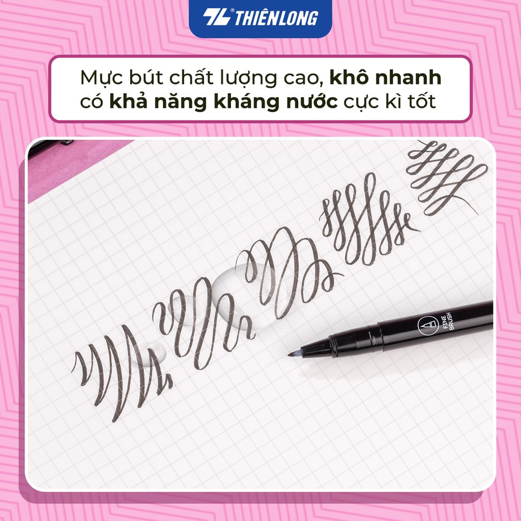 Combo 12 Bút viết Calligraphy Thiên Long Colokit DW-C005 - Mực kháng nước, đậm