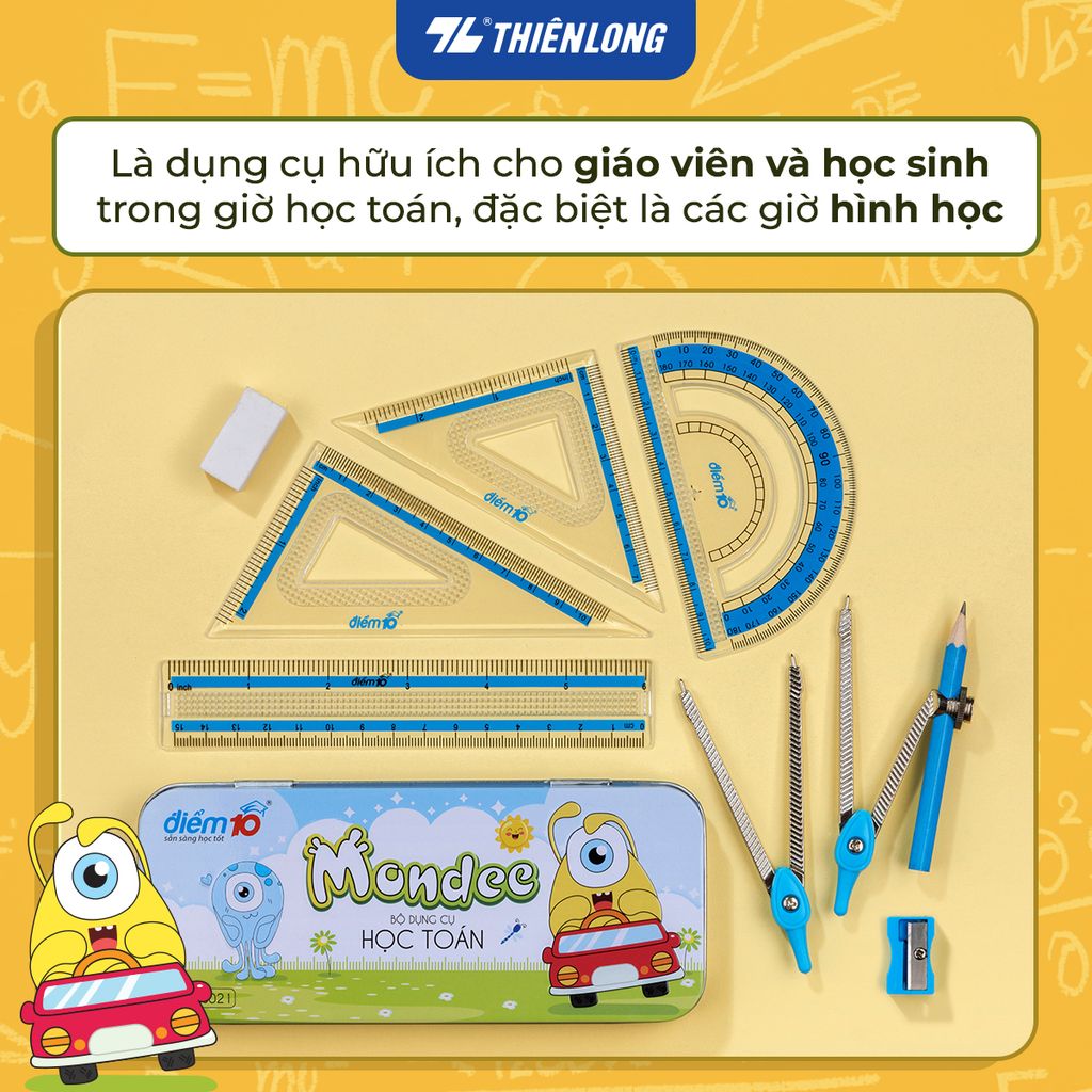 Bộ dụng cụ học Toán Thiên Long Mondee - 9 món - TP-BTS021