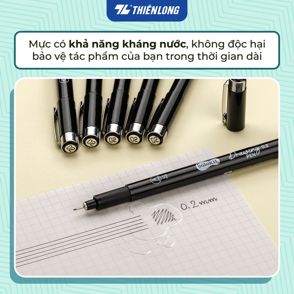 Bút kim kỹ thuật - Drawing Pen Thiên Long Colokit - Mực kháng nước, đậm, rõ nét
