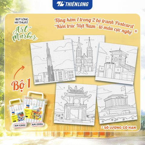 Bút dạ màu - bút marker 48 màu Thiên Long Colokit ART MARKER AM-C006 - Tặng Postcard
