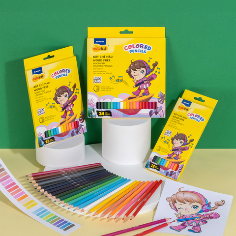 Bút chì 12/18/24 màu Wood Free - Colored Pencils Thiên Long Colokit - Nhân vật Cici Akooland thế giới học cụ thần kỳ