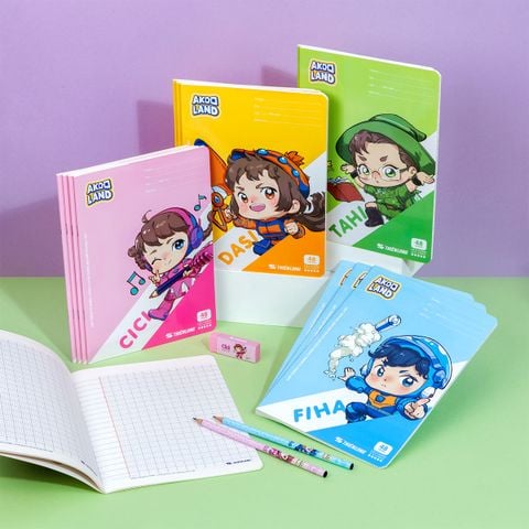 Tập học sinh 48 trang 4 ô ly vuông 2.5mm 80-100gsm Thiên Long - Akooland thế giới học cụ thần kỳ - Mẫu ngẫu nhiên