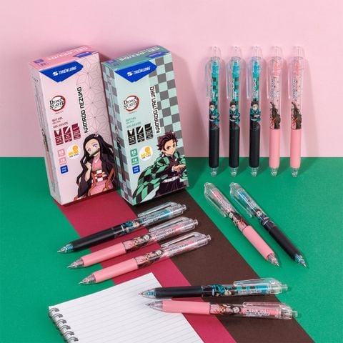 Combo 5/10/20 Bút gel Quick Dry Thiên Long Gel-033/DS Phiên bản đặc biệt Demon Slayer  - Mực khô siêu nhanh