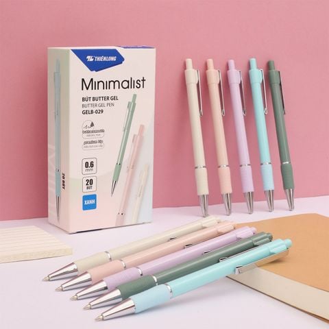 Bút gel B - Minimalist Butter Gel Thiên Long - Premium tip - Mực Xanh - Màu thân ngẫu nhiên
