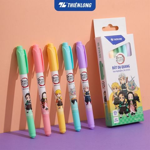 Hộp 5 bút dạ quang màu Pastel Thiên Long HL-019/DS - Phiên bản Demon Slayer
