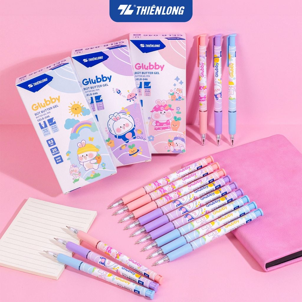 Combo 5/10/20 Bút gel B - Glubby Butter Gel Thiên Long GELB-046 - Mực Xanh
