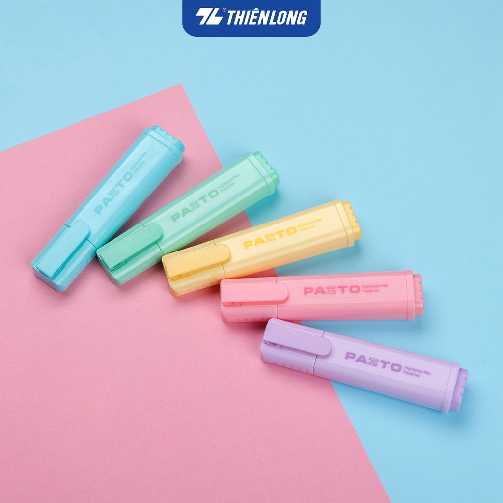 Bút dạ quang màu Pastel Thiên Long Flexoffice Pazto FO-HL009/VN - Bút dạ quang rửa được - Photocopy không làm mất nét chữ bên dưới