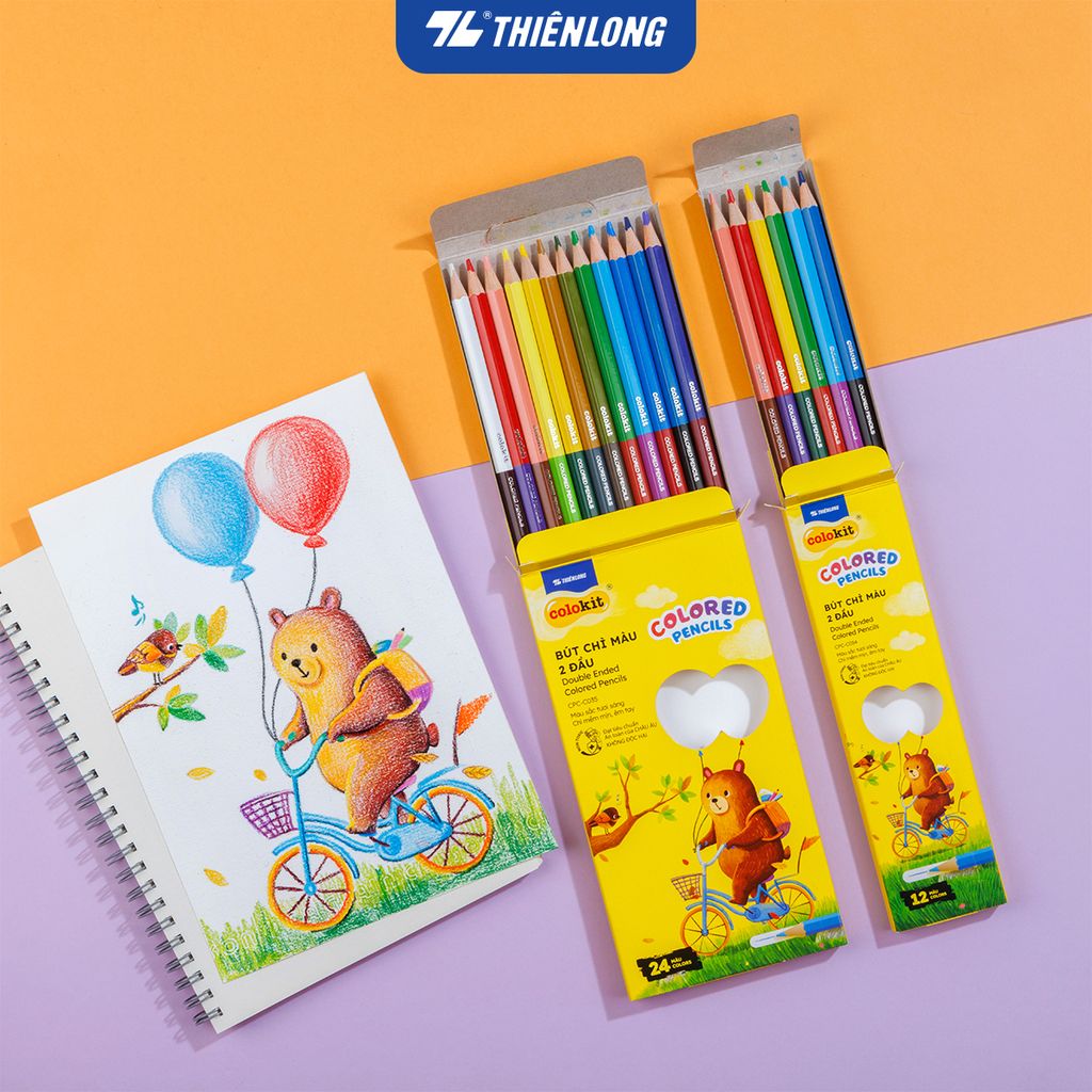 Bút chì 12/24 màu hai đầu - Double Ended Colored Pencils - Thiên Long Colokit