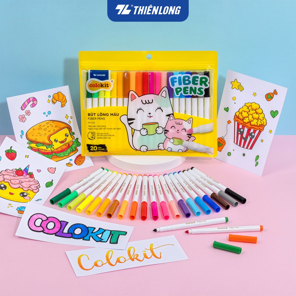 Bút lông màu Fiber Pen Colokit FP-C03 - Tặng bộ tranh 3D