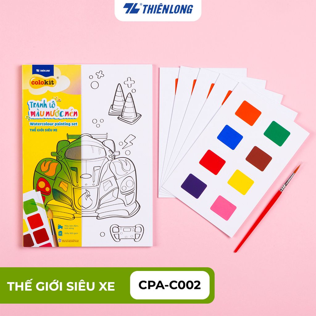 Tranh tập tô màu nước dạng nén - Watercolour Painting Set Thiên Long Colokit