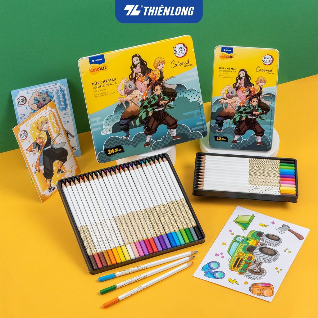 Bút chì 12/24 màu Colored Pencils - Thiên Long Colokit - Phiên bản Demon Slayer