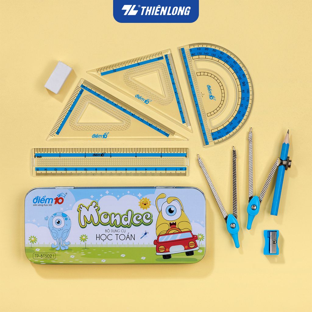 Bộ dụng cụ học Toán Thiên Long Mondee - 9 món - TP-BTS021