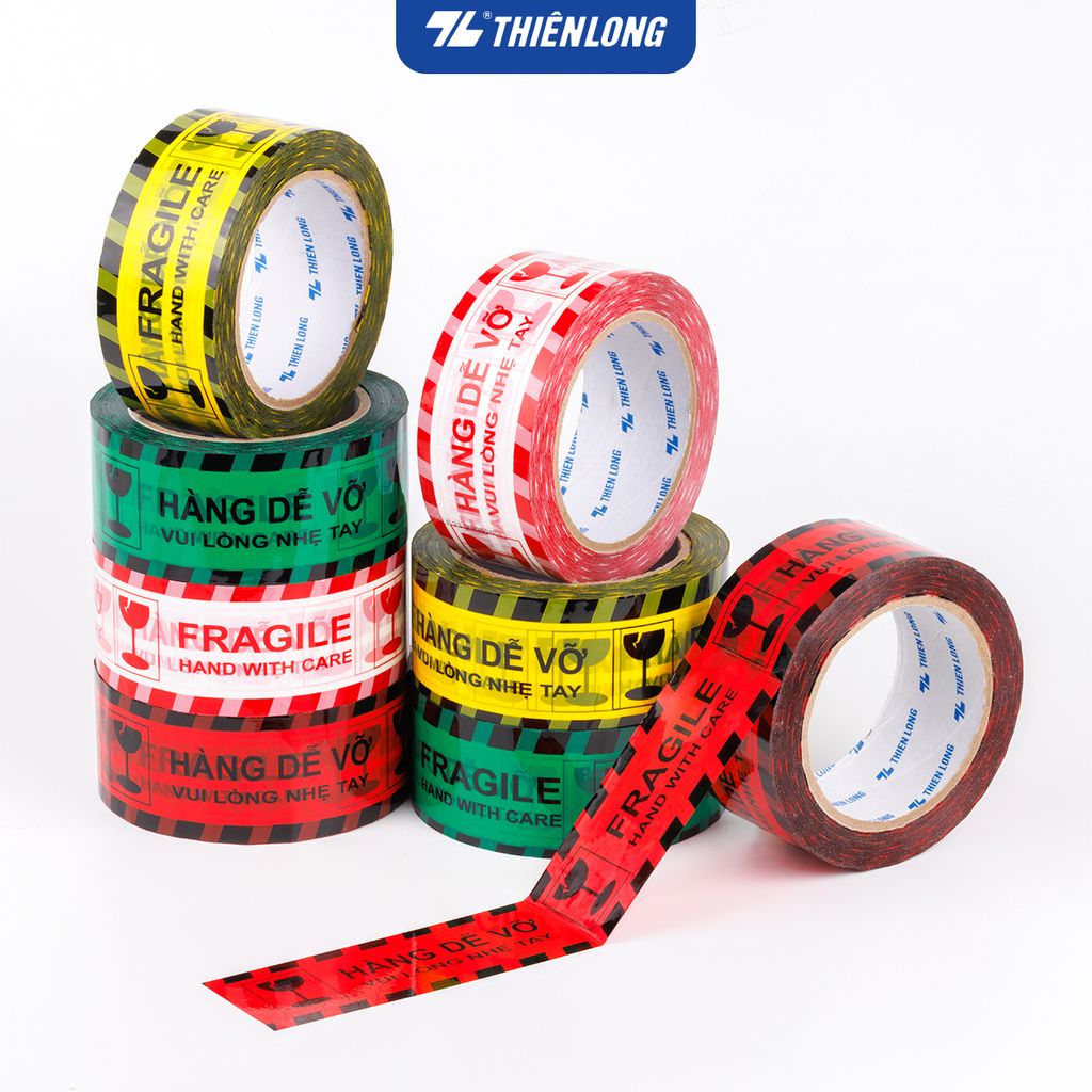 Băng keo hàng dễ vỡ Fragile Handle With Care Thiên Long BKD-001 - 50m