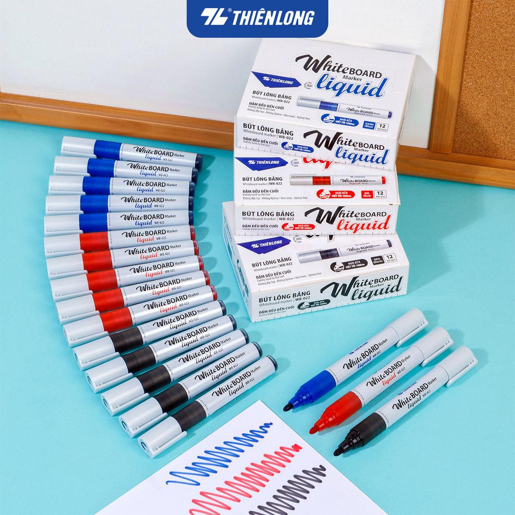 Combo 12 Bút lông bảng - Whiteboard Marker Liquid Thiên Long WB-022 - Không Xylene