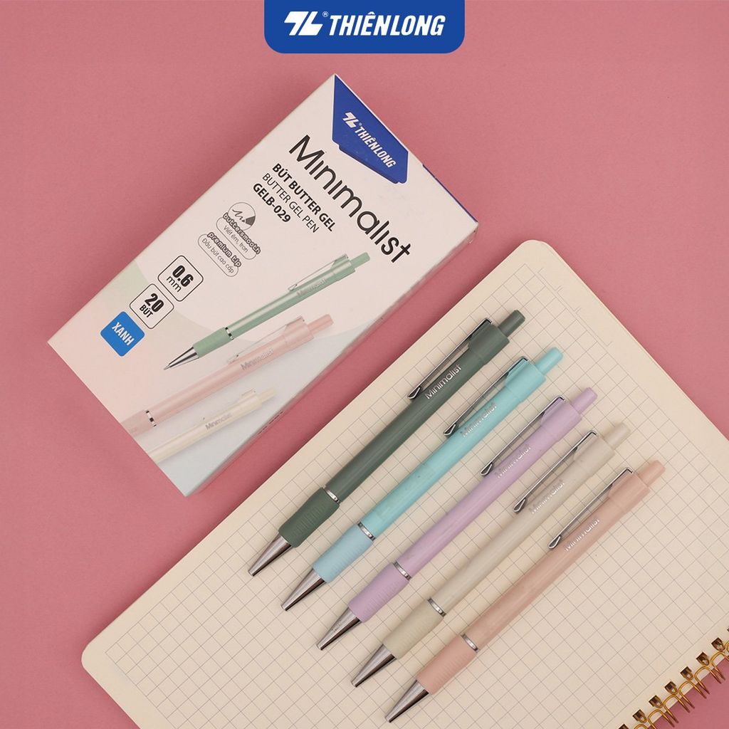 Bút gel B - Minimalist Butter Gel Thiên Long - Premium tip - Mực Xanh - Màu thân ngẫu nhiên