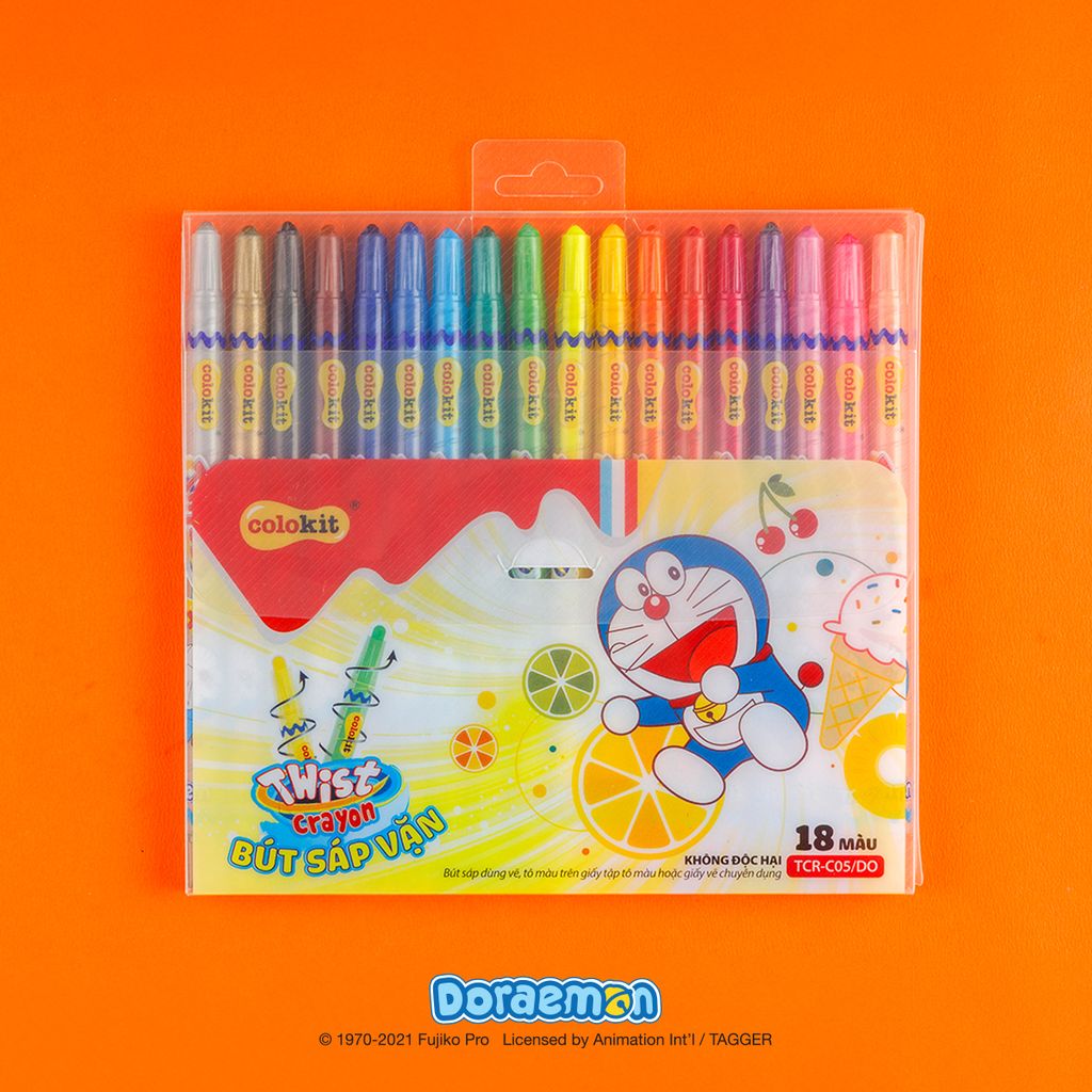 Bút sáp vặn 18 màu Colokit Doraemon TCR-C05/DO