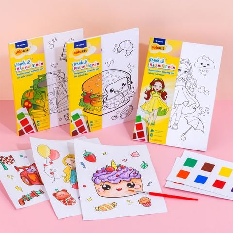 Tranh tập tô màu nước dạng nén - Watercolour Painting Set Thiên Long Colokit